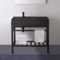 Black Modern Console Sink Vanity, 32